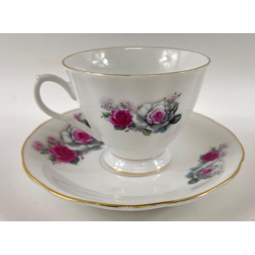 113 - Mixed china tea sets all decorated with roses to include ROYAL VALE (6 cups, 3 saucers, 3 plates and... 