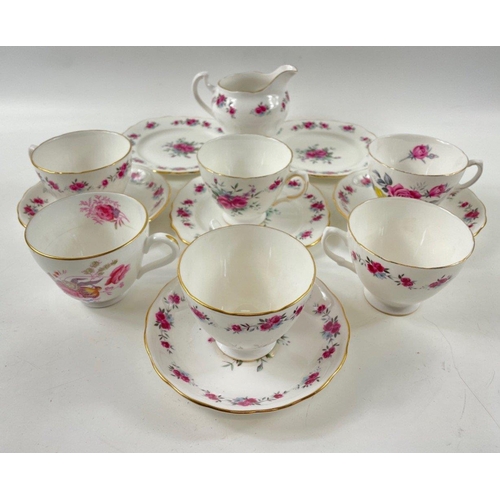 113 - Mixed china tea sets all decorated with roses to include ROYAL VALE (6 cups, 3 saucers, 3 plates and... 