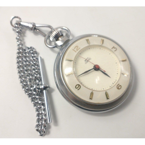 66 - A vintage SMITH'S EMPIRE pocket watch and chain in working order, face diameter 5cm#68