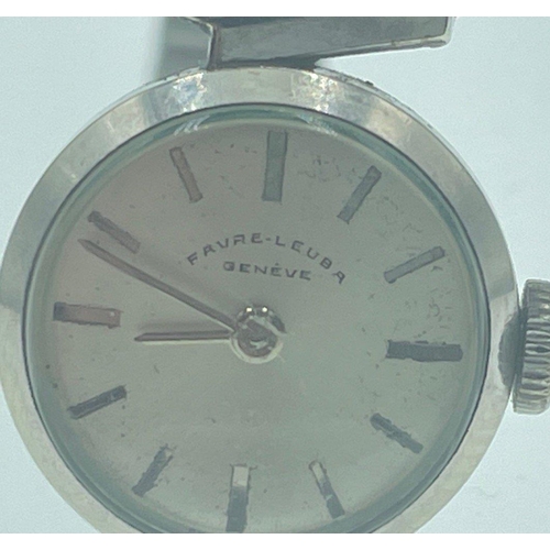 68 - A VINTAGE FAVRE LEUBA SWISS wristwatch, a hand winder with an expanding bracelet.Watch face is 1.5cm... 