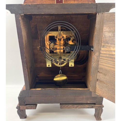 71 - A VICTORIAN handsome mahogany carved cased mantle clock - it has lost it's minute hand, had a small ... 