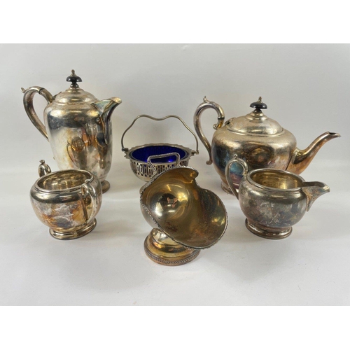 86 - A collection of EPNS to include a JAMES DIXON and SONS teaservice, hot water, teapot milk jug and su... 