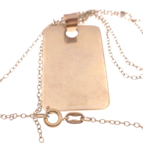 48 - A 375 hallmarked London 1977 gold ingot (3.5cm long) on a chain 375 stamped (56cm long) gross weight... 