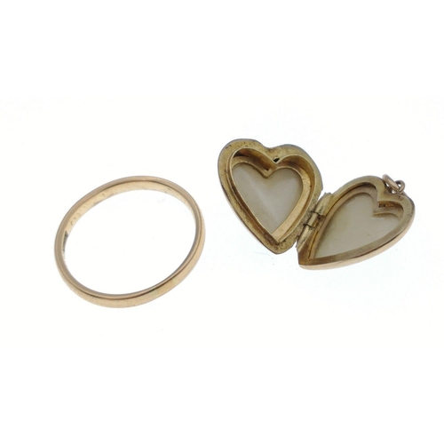 50 - Hallmark partially rubbed/worn/ yellow gold wedding band weight 1.67g approx - ring size N - with al... 
