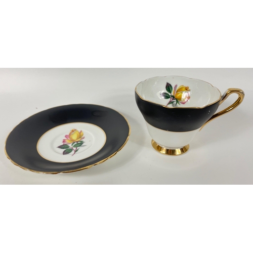 100 - A part BLACK ROSES tea service from HM SUTHERLAND to comprise 5 cups, 6 saucers and 6 side plates#12... 