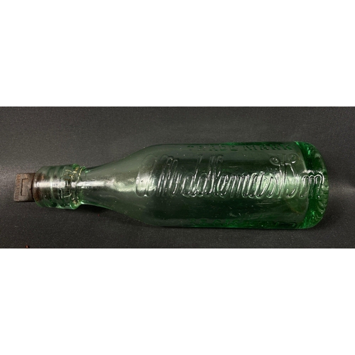 119 - A collection of vintage glass bottles to include 3 with marble stoppers from 'Alex A Adam, Chemist, ... 