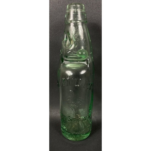 119 - A collection of vintage glass bottles to include 3 with marble stoppers from 'Alex A Adam, Chemist, ... 