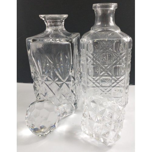 124 - A nice collection of DECANTERS - two square @25cm high plus 5 standard shape etc 28 - 36cm tall#150... 