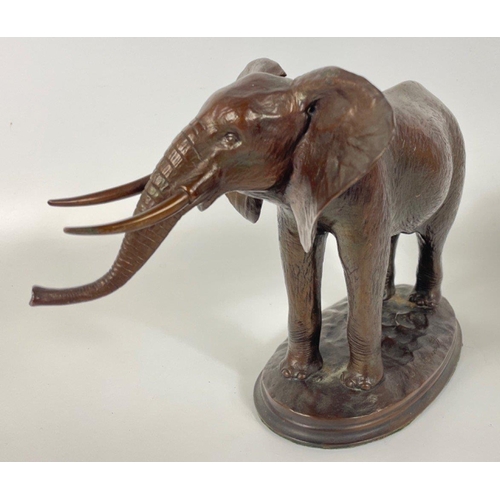 144 - A heavyweight BRONZE elephant 17cm tall#171