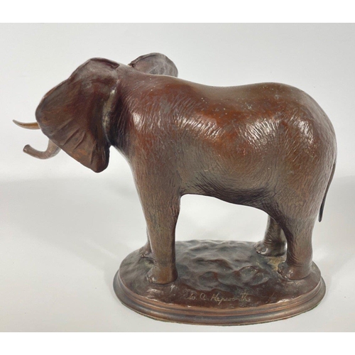 144 - A heavyweight BRONZE elephant 17cm tall#171