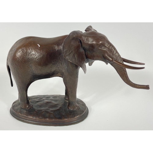 144 - A heavyweight BRONZE elephant 17cm tall#171