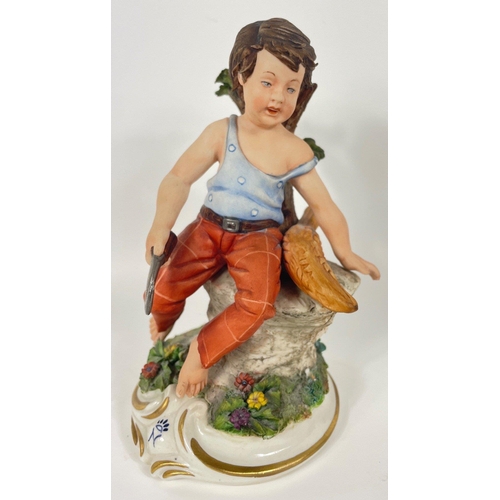 149 - Four CAPO DI MONTE figurines of boys engaged in various activities (tallest is 17cm )#176