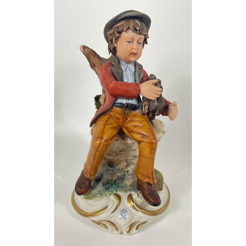 149 - Four CAPO DI MONTE figurines of boys engaged in various activities (tallest is 17cm )#176