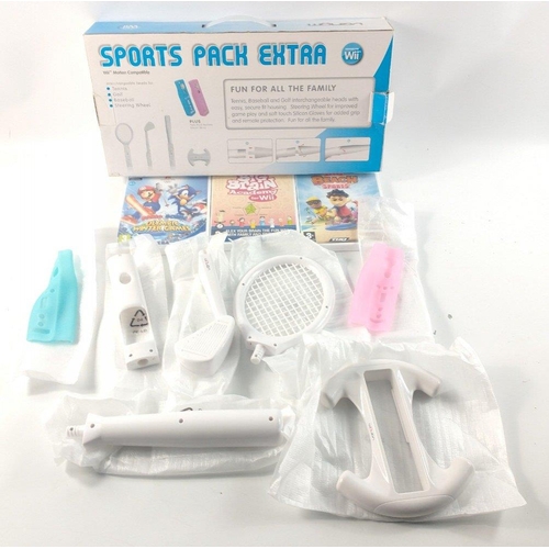 164 - A WII game console with accessories to include 3 games and a boxed sports pack#191