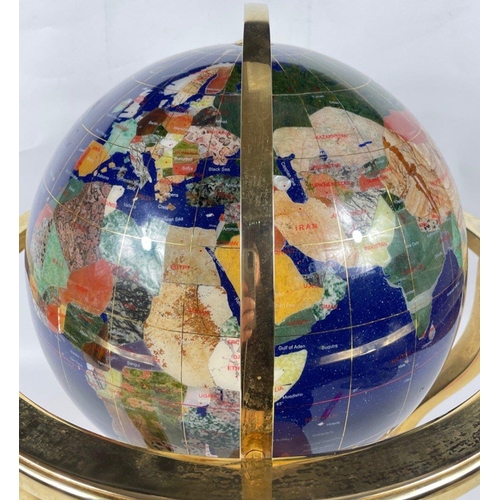 168 - ICYY Co certified minerals and precious stones Globe on brass stand 50cm height approx 42 cm approx#... 