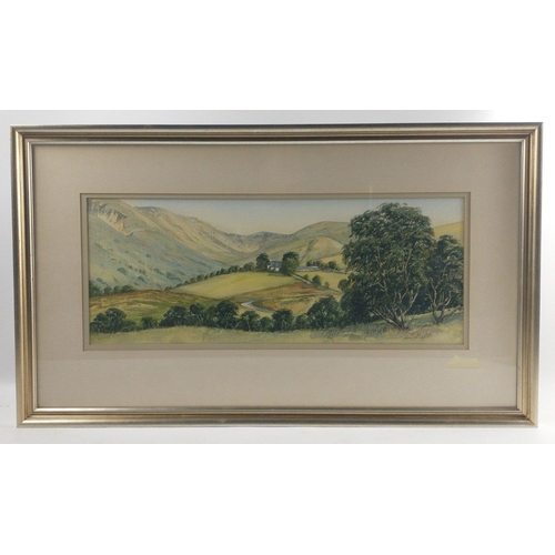 198U - JOHN BATHGATE ORIGINAL and exceptional watercolour country scene 55cm length x 22cm height#244