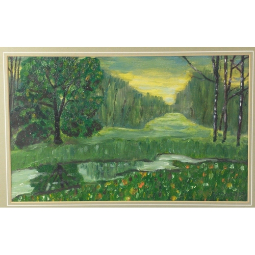 224 - A framed oil on board Landscape signed (indistinct), frame size 56x42cm, visible work 39x24cm#276... 