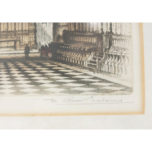 249 - An original etching by E SHARLAND, of the Henry Vll chapel at Westminster Abbey signed in pencil by ... 