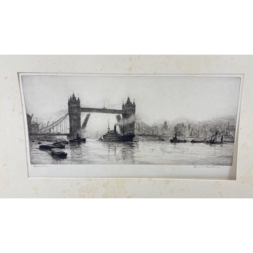 253 - OF THE HIGHEST QUALITY! Pair of Victorian ETCHINGS by FRANK HARDING ' Tower Bridge' and the other 'W... 