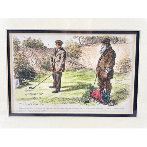 254 - Vintage FH TOWNSEND 1911 colour-wash etching 'About to Drive On The 18th' - dimensions 7