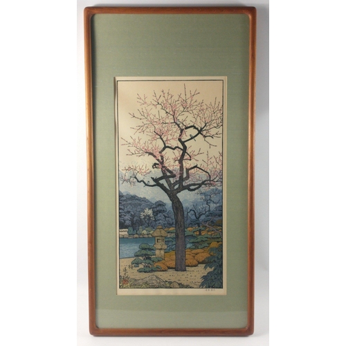 258 - A 1980 Franklin Gallery TOSHI YOSHIDA print of Plum Tree of the Friendly Garden - signed in pencil -... 