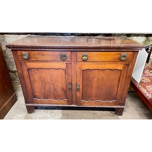 281 - A Victorian two drawer and two door floor cupboard - dimensions 5ft long x 2ft depth x  3.5ft height... 