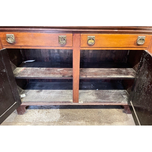 281 - A Victorian two drawer and two door floor cupboard - dimensions 5ft long x 2ft depth x  3.5ft height... 