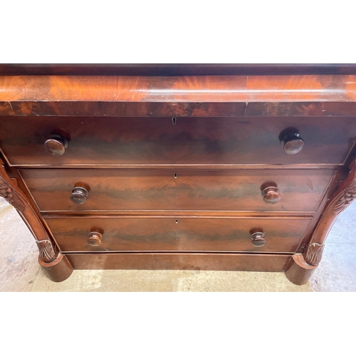 282 - A VICTORIAN two over three drawer chest of drawers  with UNUSUAL Carved mouldings of grapes etc on e... 