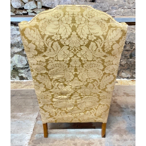 286 - A BEAUTIFUL PERIOD VICTORIAN high-back armchair with lugs and  curved arms - will require reupholste... 