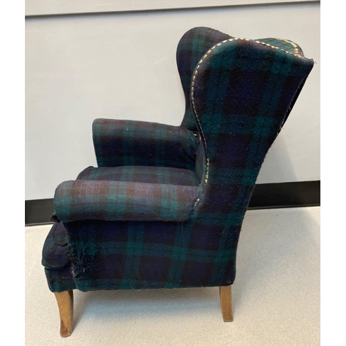 296A - AN ATTIC FIND! I just couldn't believe my eyes when I saw this wee darling chair!BLACK WATCH TARTAN ... 