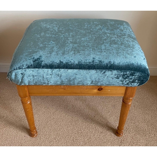 305 - A dressing table stool with comfy blue upholstery / 2ft x 1ft approx#366