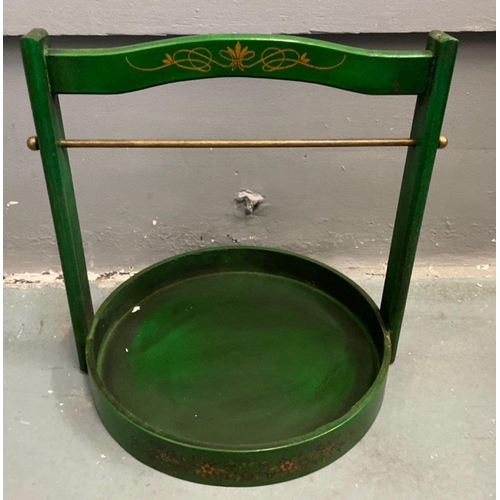 327 - An ORIENTAL HIGHLY decorative green and gold painted lacquered with carry handle mock food carrier -... 