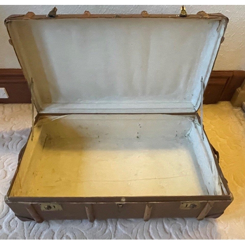 353 - Bentwood trimmed travel trunk, marked B#416