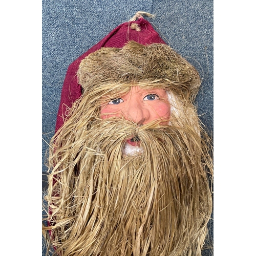 378 - SIMPLY FABULOUS!!A wall hanging papier mache SANTA with a Rafia style long beard! 5ft length approx#... 