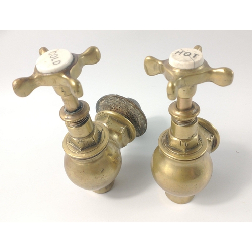 380 - SIMPLY AMAZING!A VICTORIAN set of solid brass GLOBE hot and cold taps#444