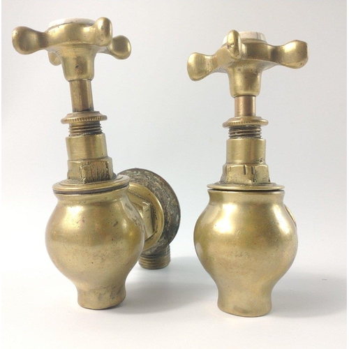 380 - SIMPLY AMAZING!A VICTORIAN set of solid brass GLOBE hot and cold taps#444