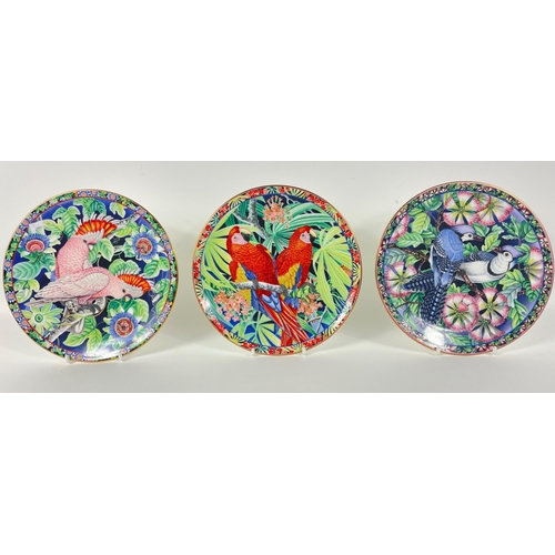 385 - Three AYNSLEY decorative exotic bird plates to include the 'Leadbetter's Cockatoo', the 'Scarlet Mac... 