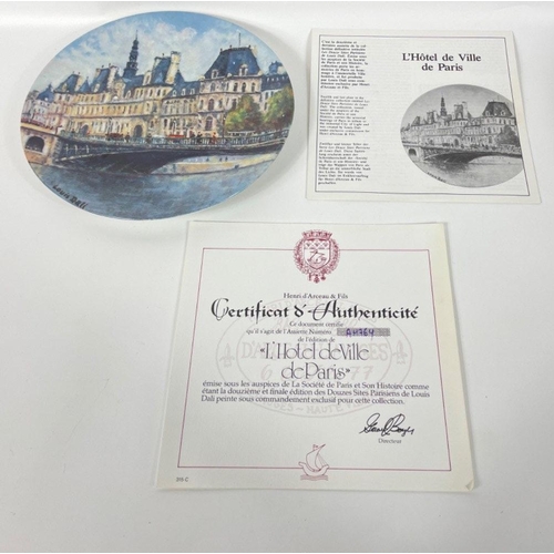 388 - Twelve limited edition LIMOGES collectors' plates with Parisian scenes to include L'Arc de Triomphe,... 