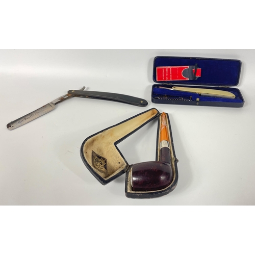 397 - A  DURHAM DUPLEX razor with original box plus 'The Perfect Razor' by RH & Sons Ltd, and a smoker's p... 