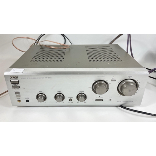 443 - WIRED FOR SOUND!A VINTAGE AKAI stereo integrated amplifier AM1100 with remote control, with also wit... 