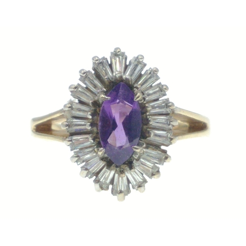 5D - A 375 stamped yellow gold oval AMETHYST set dress ring - NICE QUALITY - ring size N - gross weight 3... 