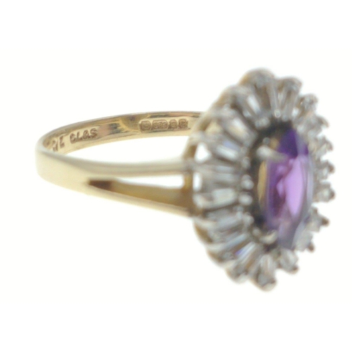 5D - A 375 stamped yellow gold oval AMETHYST set dress ring - NICE QUALITY - ring size N - gross weight 3... 