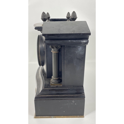 66 - A vintage slate mantel clock with a mechanism by J HARDY & Co of EDINBURGH, stands 26cm high, 36cm w... 