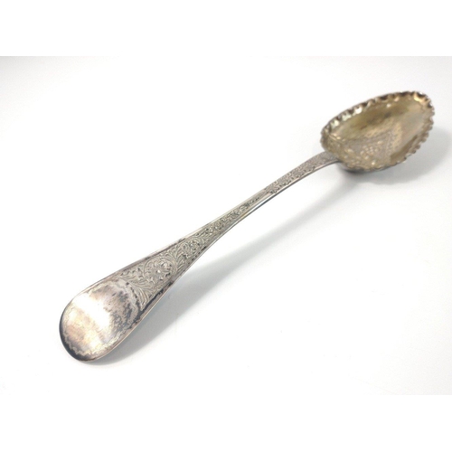 78 - A hallmarked, Edinburgh 1819, ornate silver serving spoon 23cm long, gross weight 55g. Possibly made... 