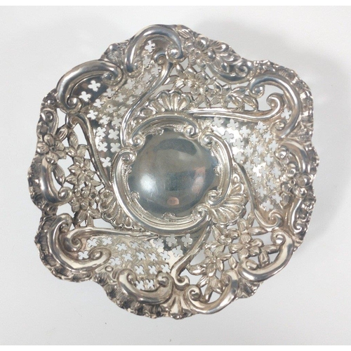 81 - A small silver hallmarked, Sheffield 1894, pierced dish by Alexander Clark measures 12cm dia gross w... 