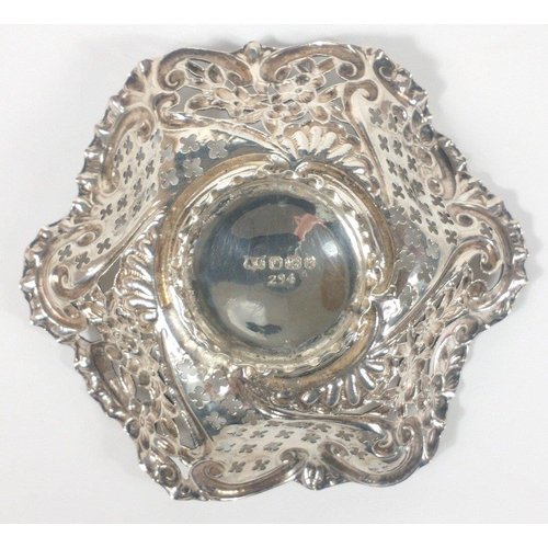 81 - A small silver hallmarked, Sheffield 1894, pierced dish by Alexander Clark measures 12cm dia gross w... 