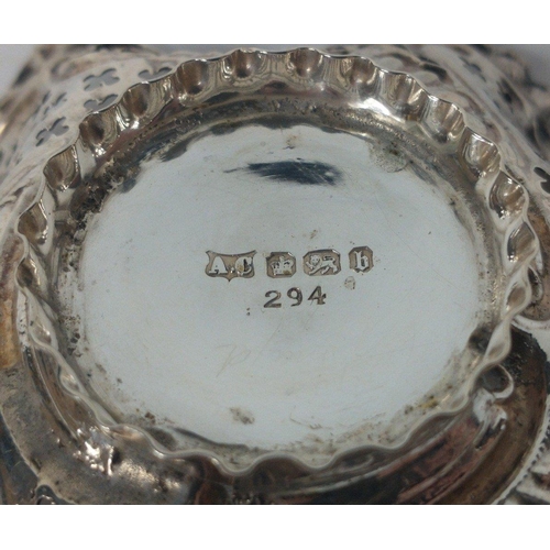 81 - A small silver hallmarked, Sheffield 1894, pierced dish by Alexander Clark measures 12cm dia gross w... 