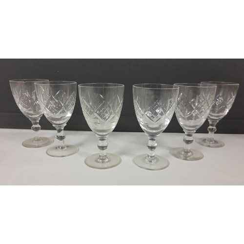 Six STUART crystal hock glasses plus 6 small crystal wine glasses and 6 ...