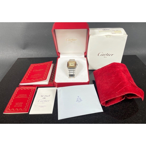 71 - FABULOUS Gold and Stainless steel SANTOS DE CARTIER with date adjustment wrist watch with FULL PROVE... 