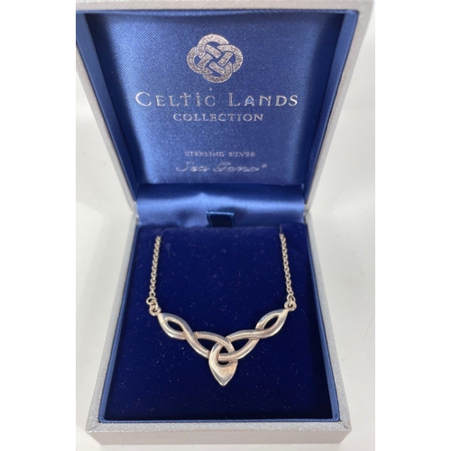 20 - 'CELTIC LANDS' made boxed 925 stamped pendant on a 925 stamped chain weight 7.32g approx with also a... 